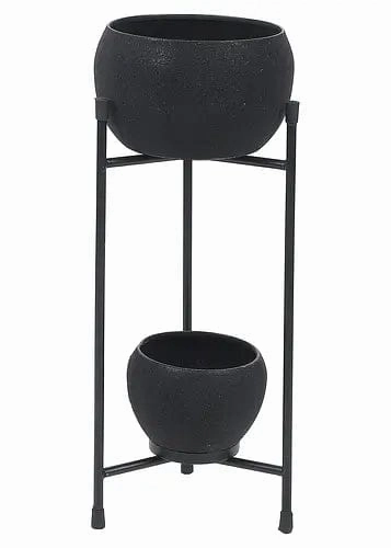 Black Apple Planter, Double Layered (Set of 2)