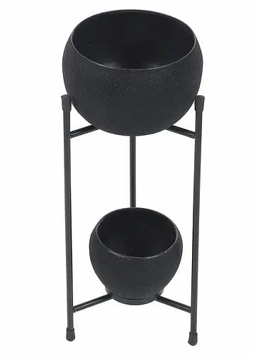 Black Apple Planter, Double Layered (Set of 2)