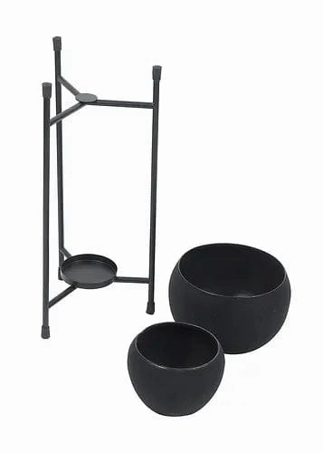 Black Apple Planter, Double Layered (Set of 2)