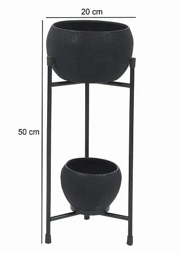 Black Apple Planter, Double Layered (Set of 2)