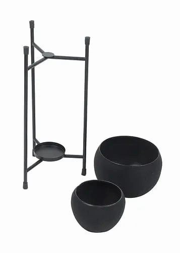 Black Apple Planter, Double Layered (Set of 2)
