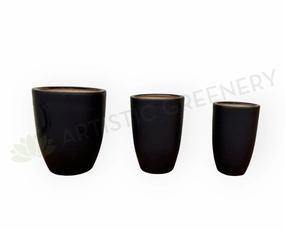 Black Curved Planter Matt Finish - Round (Ceramic) CER0021 outdoor greenery  