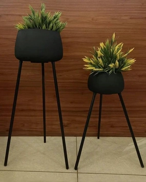 Black Decorative Metal Planter Stand Set Of 2 ( Without Flower) cactus succulent plant  