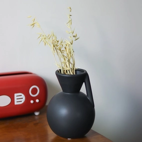 Black Decorative Vase dried green plant  