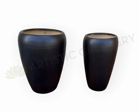 Black Egg Pot Matt Finish - Round (Ceramic) CER0016 outdoor greenery  