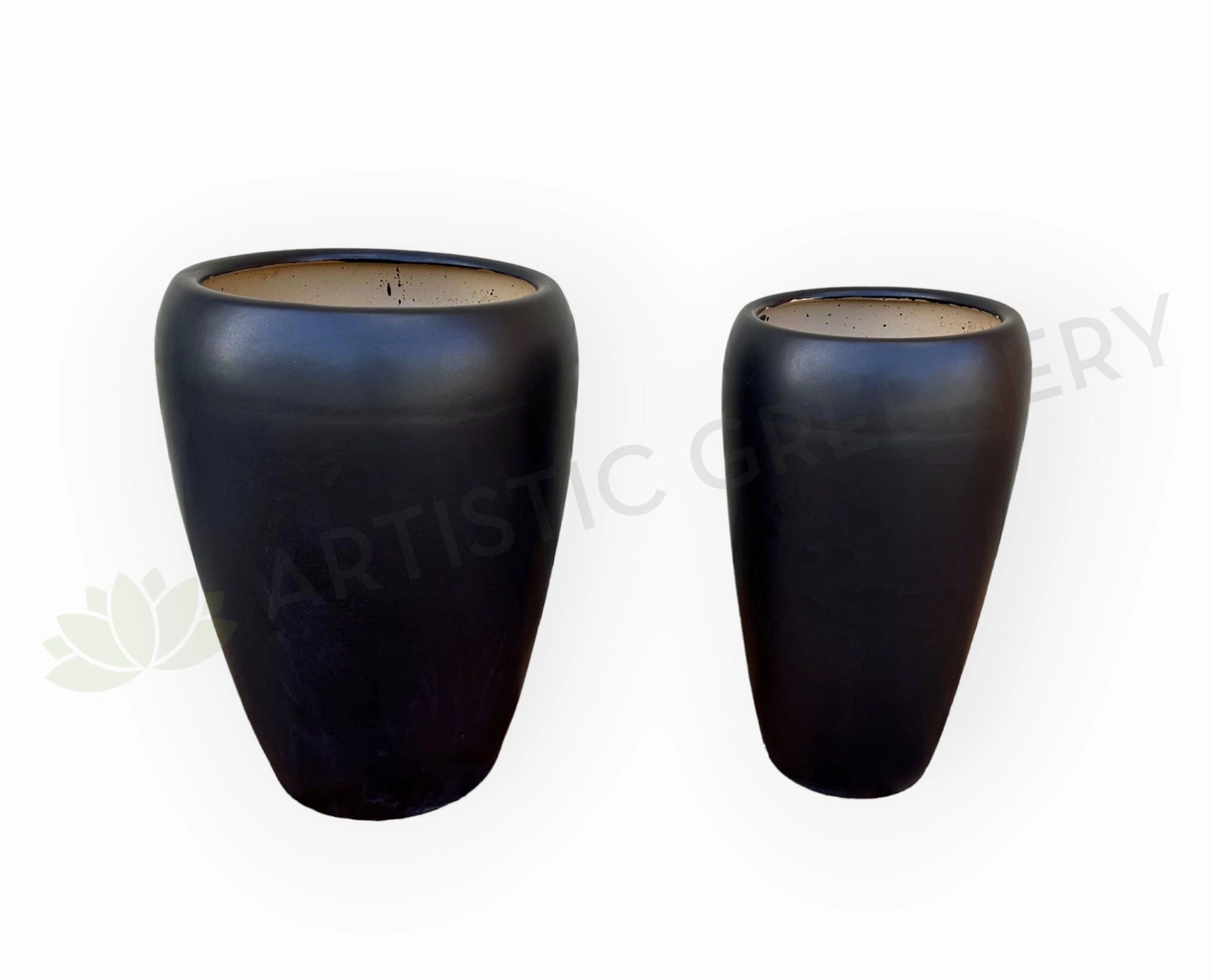 Black Egg Pot Matt Finish - Round (Ceramic) CER0016 outdoor greenery  