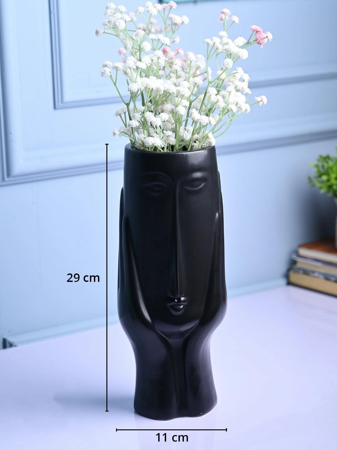 Black Glossy Ceramic Vase - Artistic Elegance