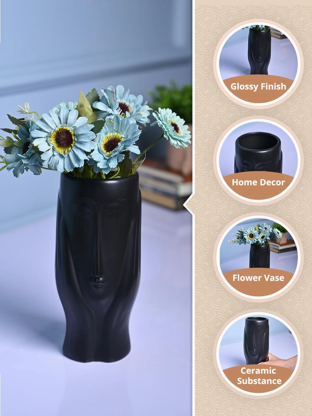 Black Glossy Ceramic Vase - Modern Artistry