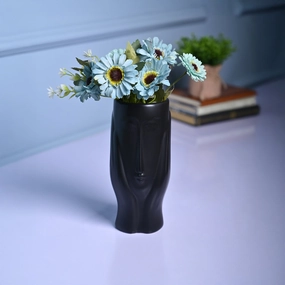 Black Glossy Ceramic Vase - Modern Artistry dried green plant  