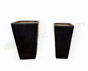 Black Square Tapered Planter Matt Finish - Square (Ceramic) CER0022 outdoor greenery  