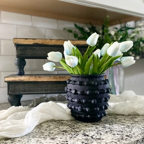 Black Textured Knot Cement Vase outdoor greenery  