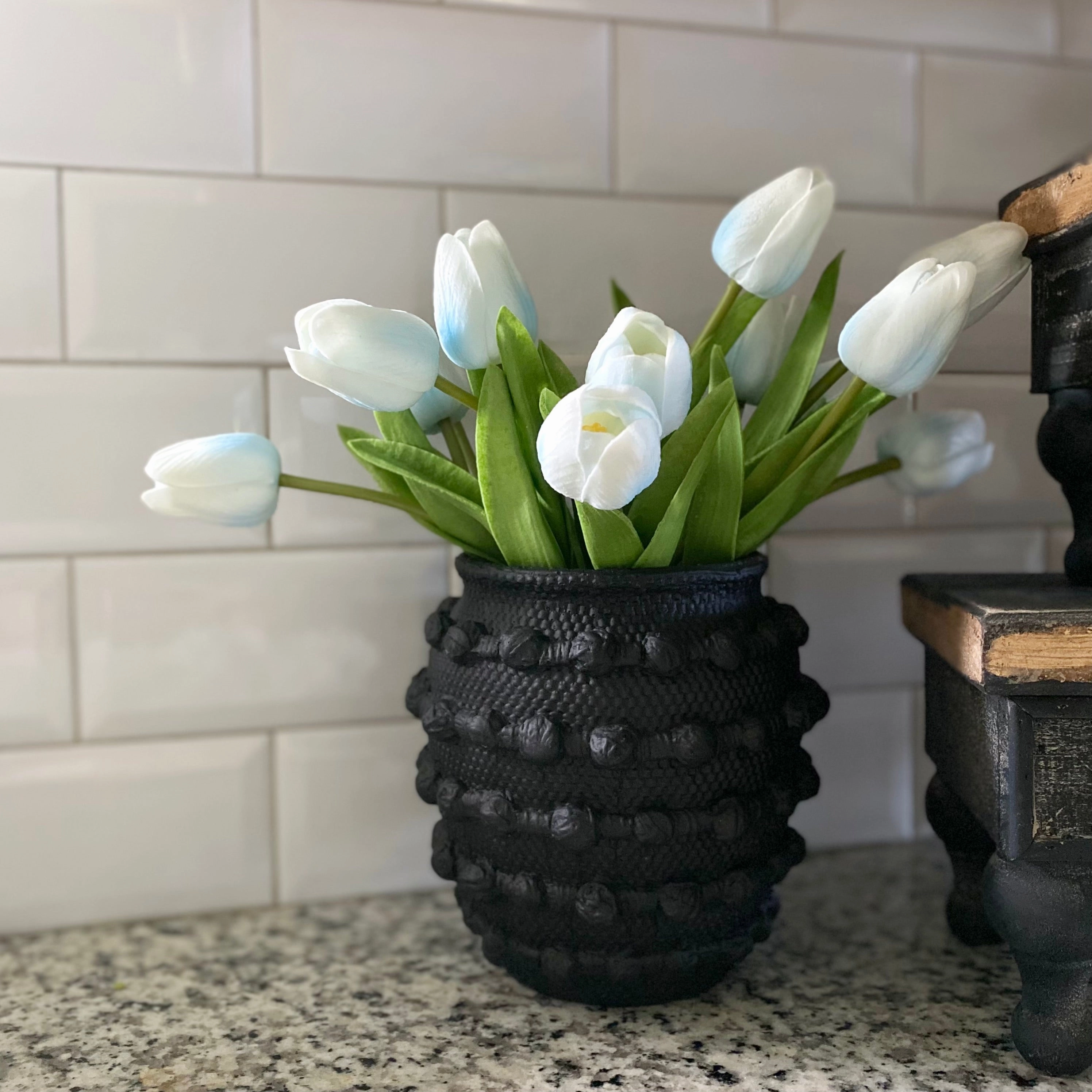 Black Textured Knot Cement Vase