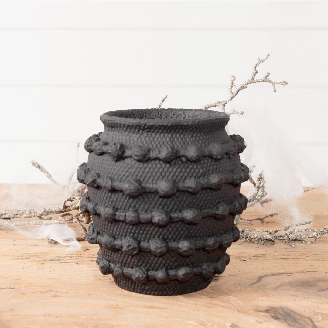 Black Textured Knot Cement Vase