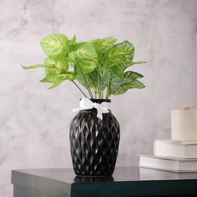 Black WaveCera Vase outdoor greenery  