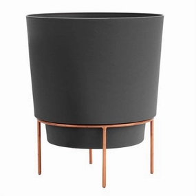 Bloem 10" Hopson Metal Stand Planter - Charcoal plant seeds  