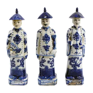 Blue and White Standing Qing Porcelain Emperors dried flowers  