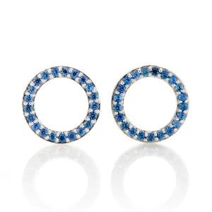 Blue Sapphire Open Circle Earrings