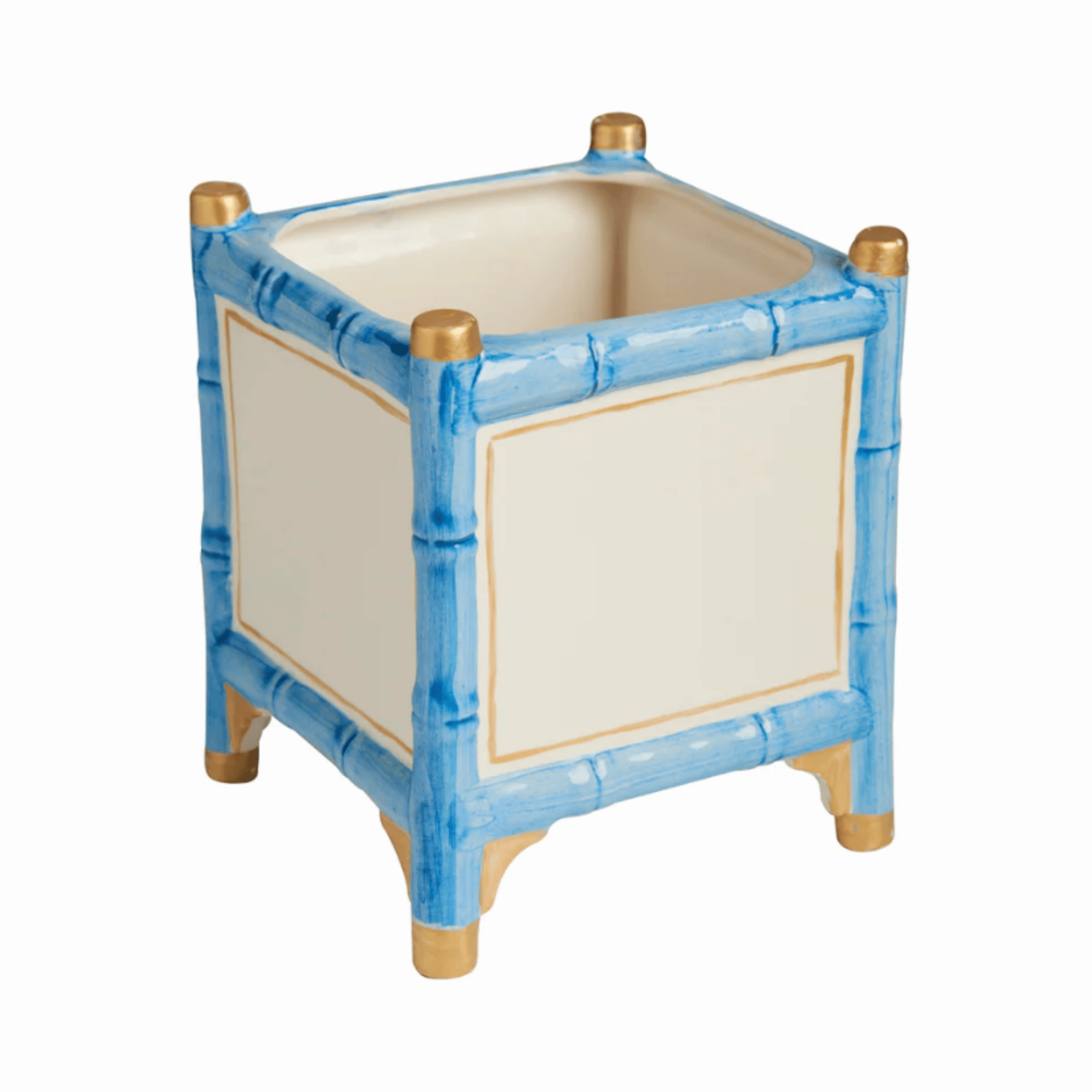 Blue & Gold Bamboo Inspired Cachepot - Available in Two Sizes plant seeds  