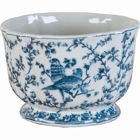 Blue & White Porcelain Planter with Birds plant seeds  