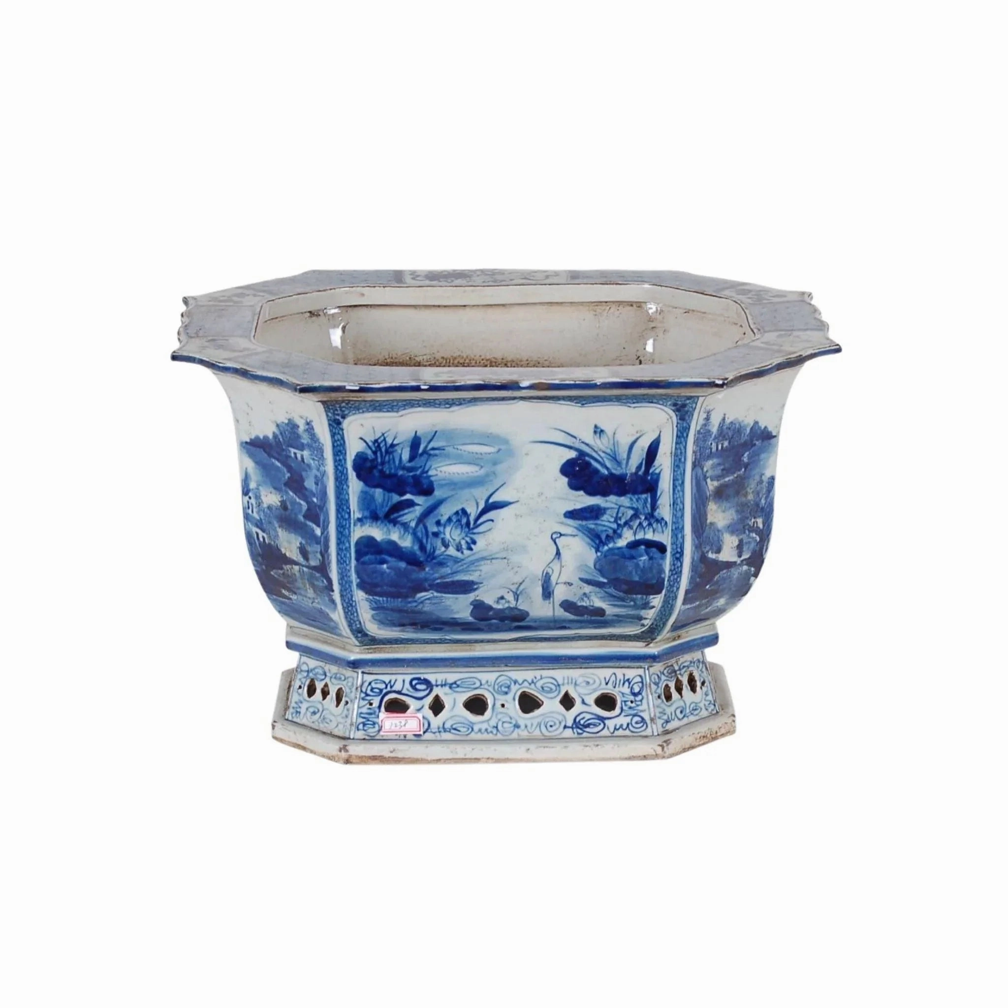 Blue and White Porcelain Canton Design Planter plant seeds  