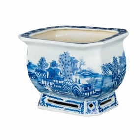 Blue And White Porcelain Landscape Foot Bath Planter plant seeds  