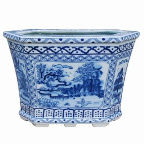 Blue and White Porcelain Six Sided Cachepot plant seeds  