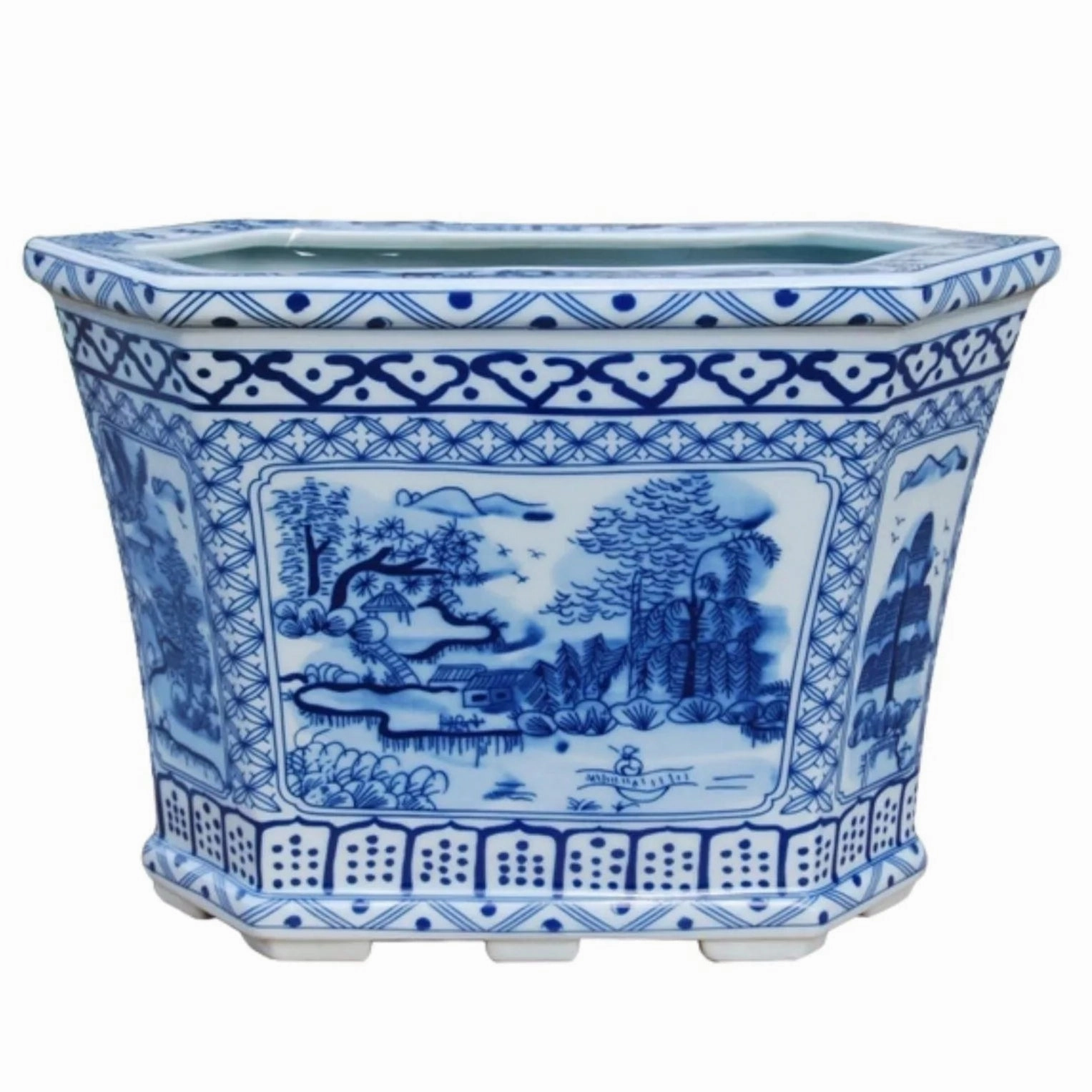Blue and White Porcelain Six Sided Cachepot plant seeds  