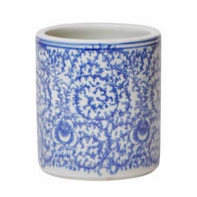 Blue and White Scrolling Peony Porcelain Cachepot plant seeds  