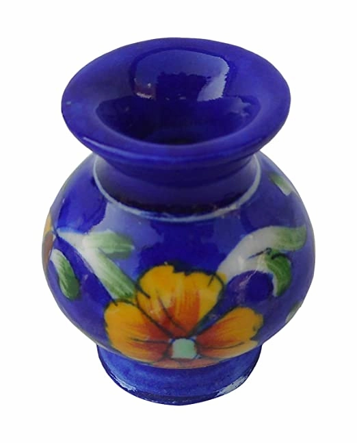 Blue Ceramic Flower Vase (5cm x 5cm x 7.5cm)