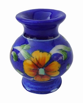 Blue Ceramic Flower Vase (5cm x 5cm x 7.5cm) shade perennial  