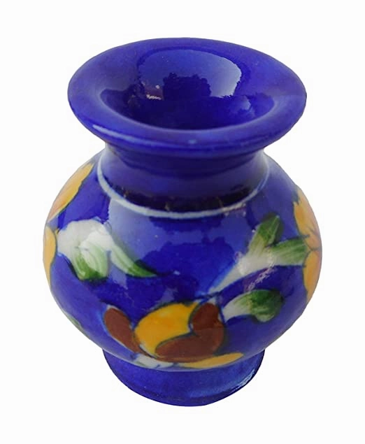 Blue Ceramic Flower Vase (5cm x 5cm x 7.5cm)