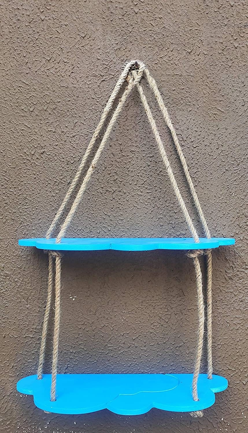 Blue Cloud Design Wall Shelf Wood Floating Shelves With Rope