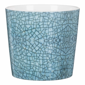 Blue Indoor Ceramic Cover  Pot Azur craquele (870) tall green plant  