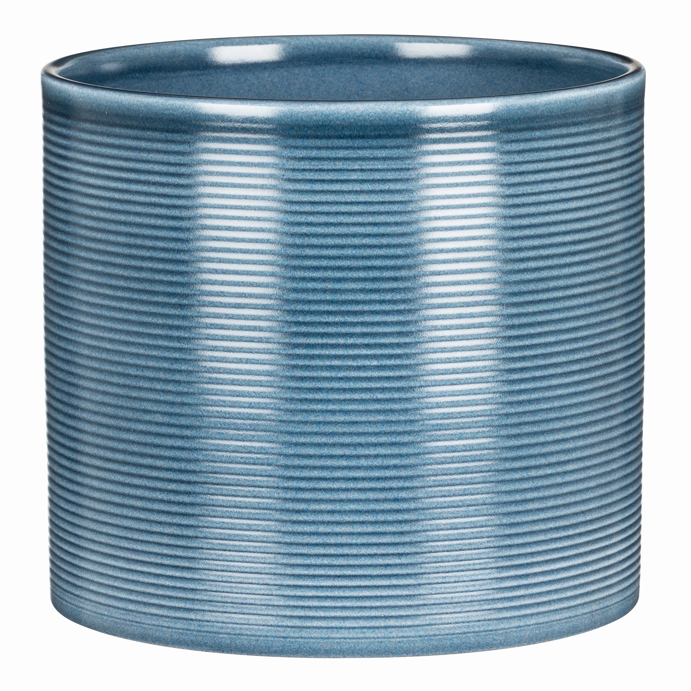 Blue Indoor Ceramic Cover Pot Blue Jeans (828) tall green plant  