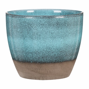 Blue Indoor Ceramic Cover Pot Ocean  (920) tall green plant  