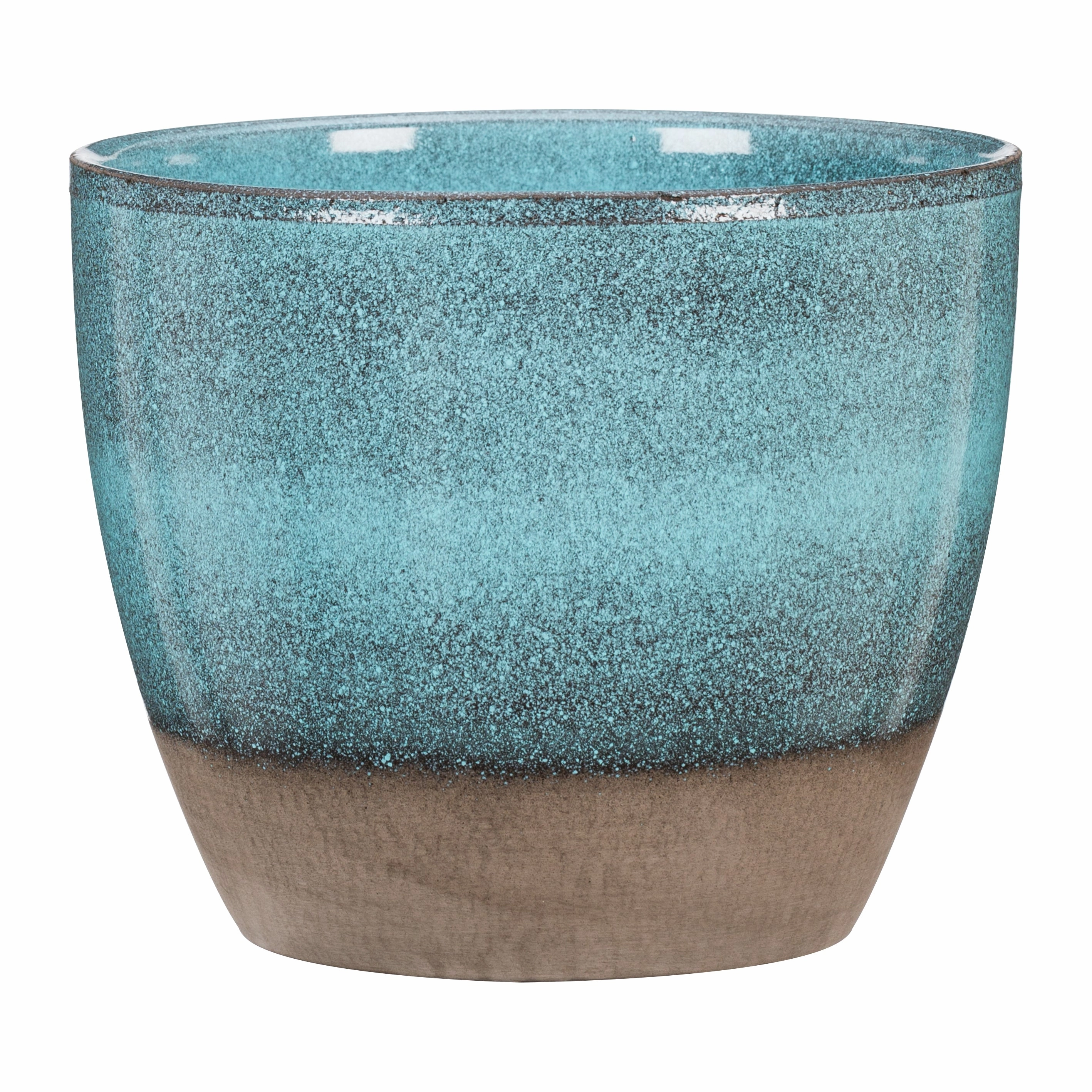 Blue Indoor Ceramic Cover Pot Ocean  (920) tall green plant  