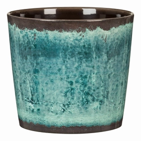 Blue Indoor Ceramic Cover Pot Ocean Glaze (870) tall green plant  