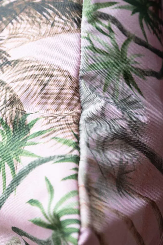 Blush Pink Palms & Tropical Birds Outdoor Cushion