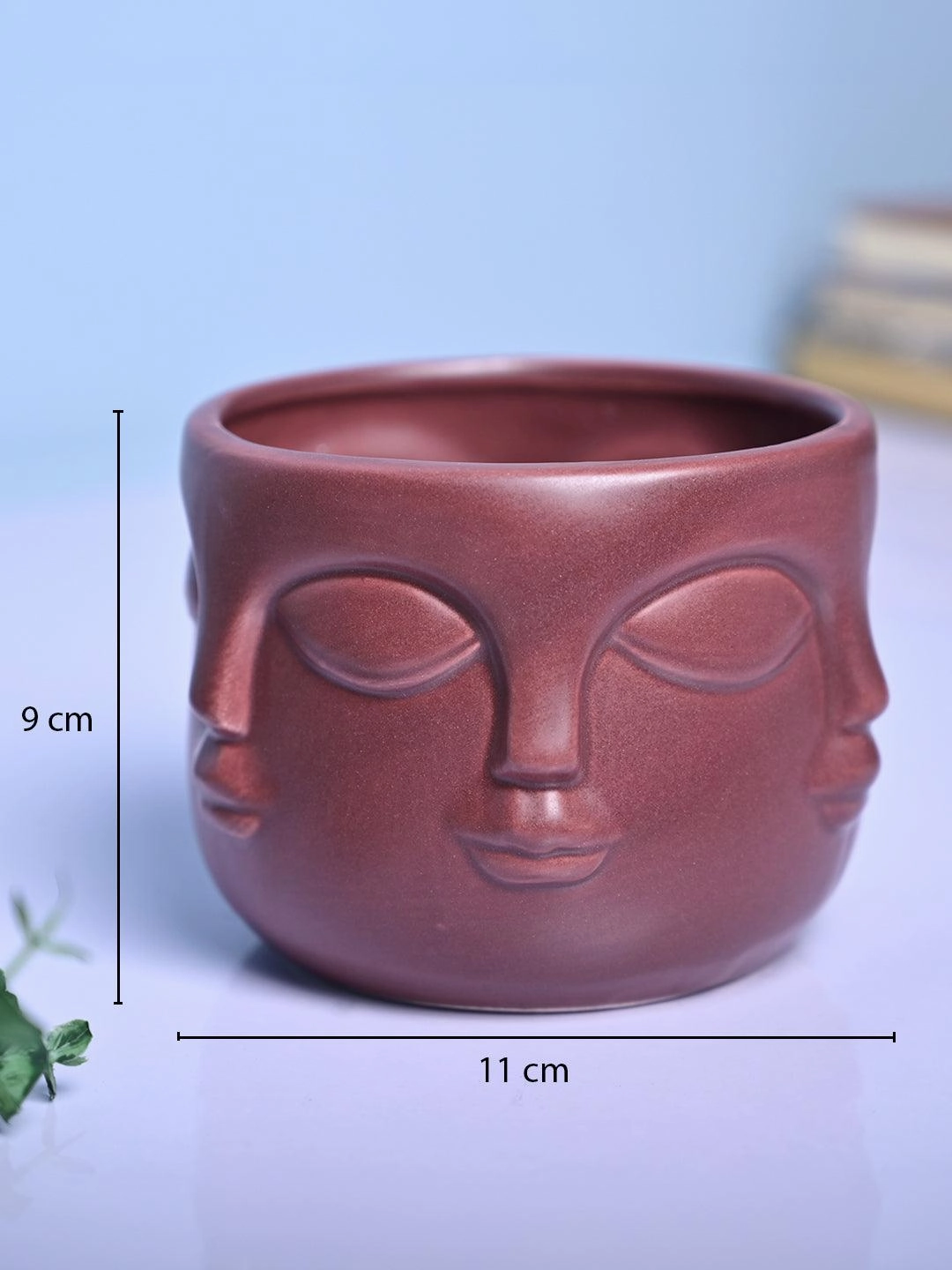 Bold Red Ceramic Face Vase