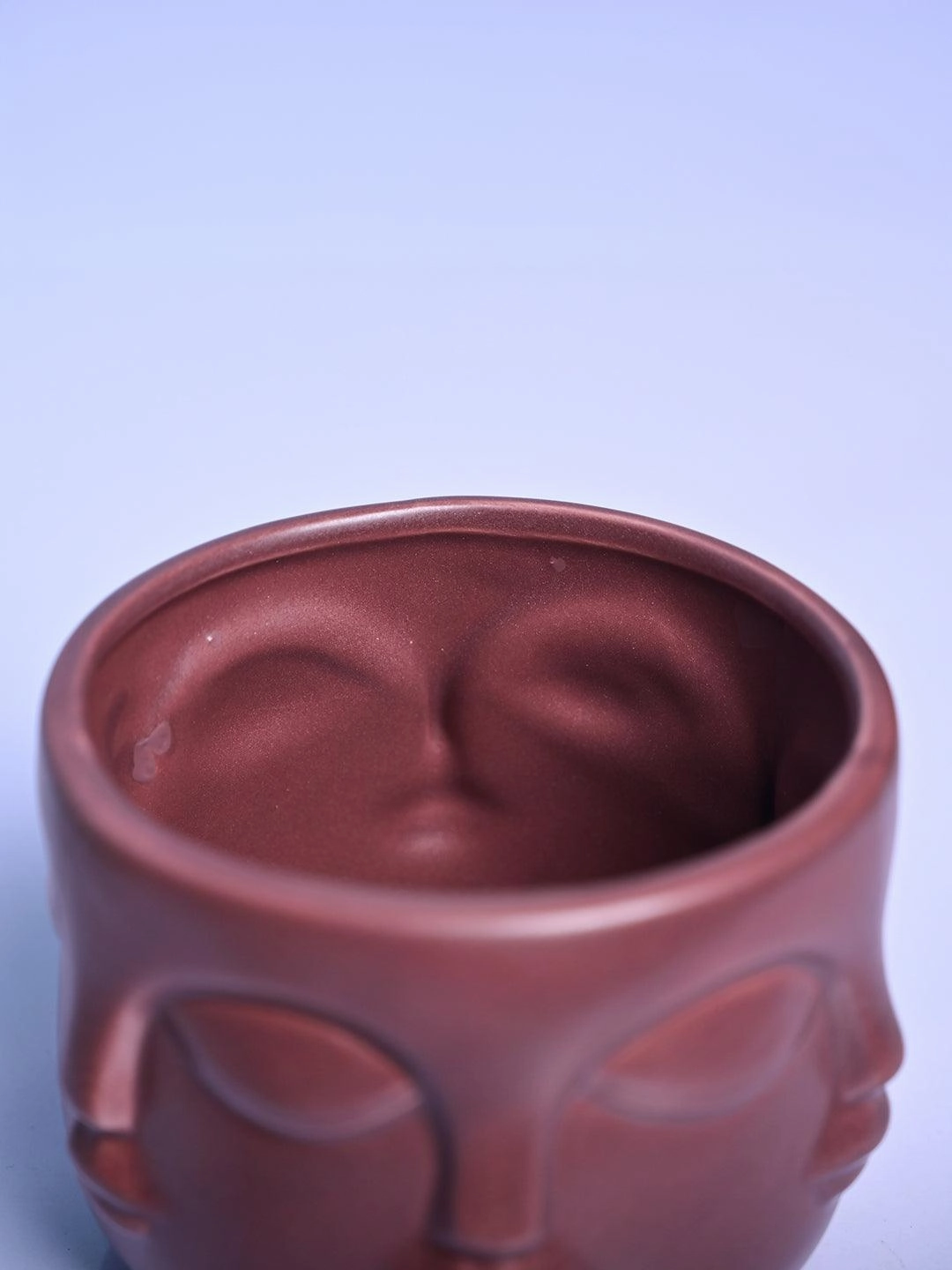 Bold Red Ceramic Face Vase