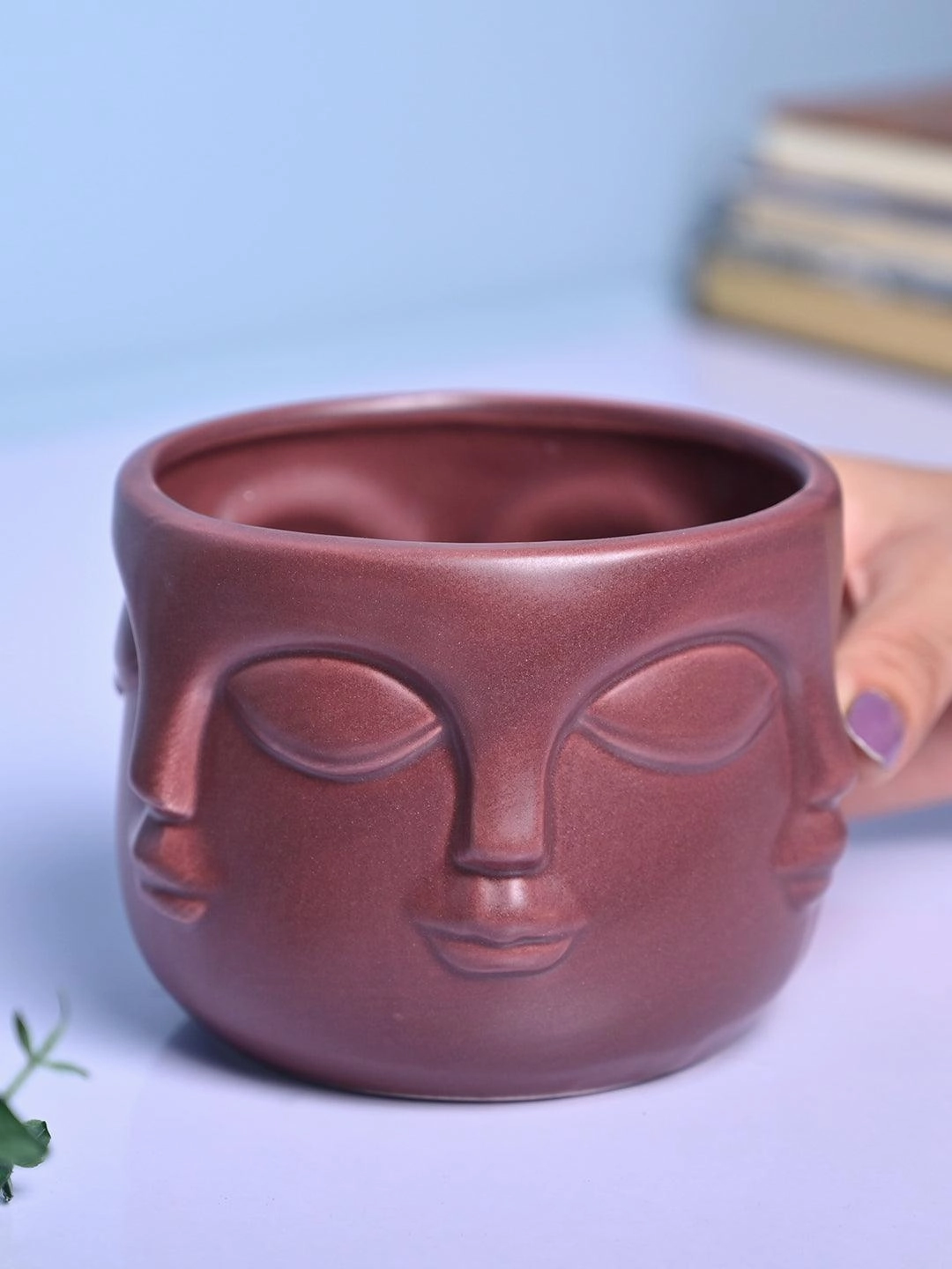 Bold Red Ceramic Face Vase