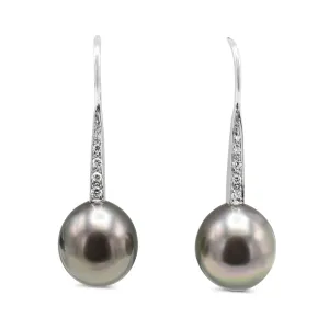 Boodles Tahitian Pearl Diamond Hook Earrings
