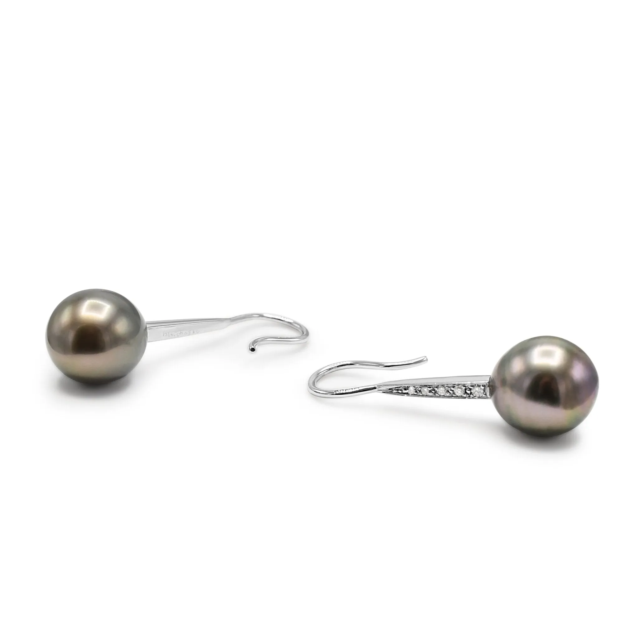 Boodles Tahitian Pearl Diamond Hook Earrings