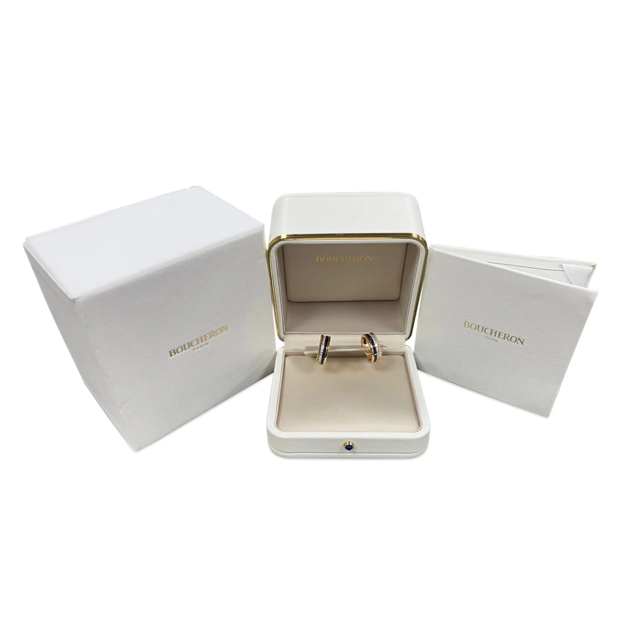 Boucheron Mixed Gold & Diamond Quatre Classique Hoop Earrings