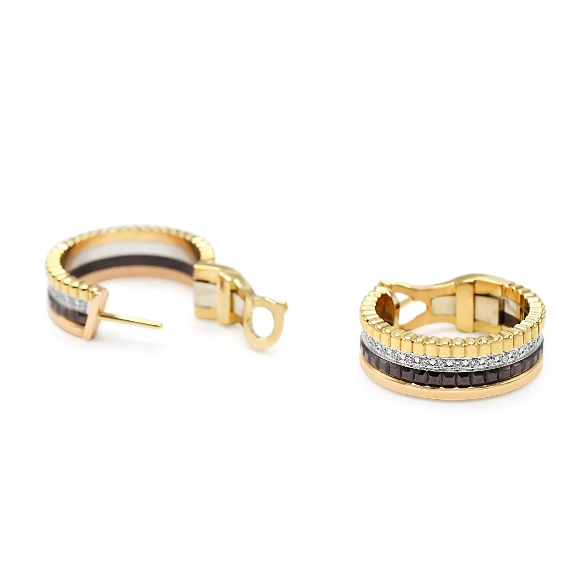 Boucheron Mixed Gold & Diamond Quatre Classique Hoop Earrings