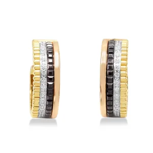 Boucheron Mixed Gold & Diamond Quatre Classique Hoop Earrings