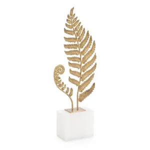 Brass Frond Sculpture on Alabaster Base dried flowers  