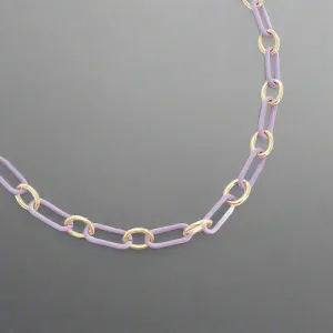 Brass YGP and Lavender Enamel Paperclip Chain