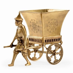 Brass Chinese Pull Cart Planter plant seeds  