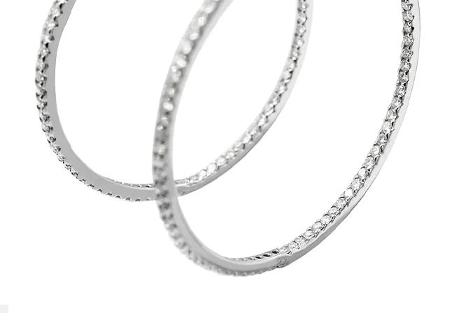 Brilliant Cut Diamond Large Hoop Earrings